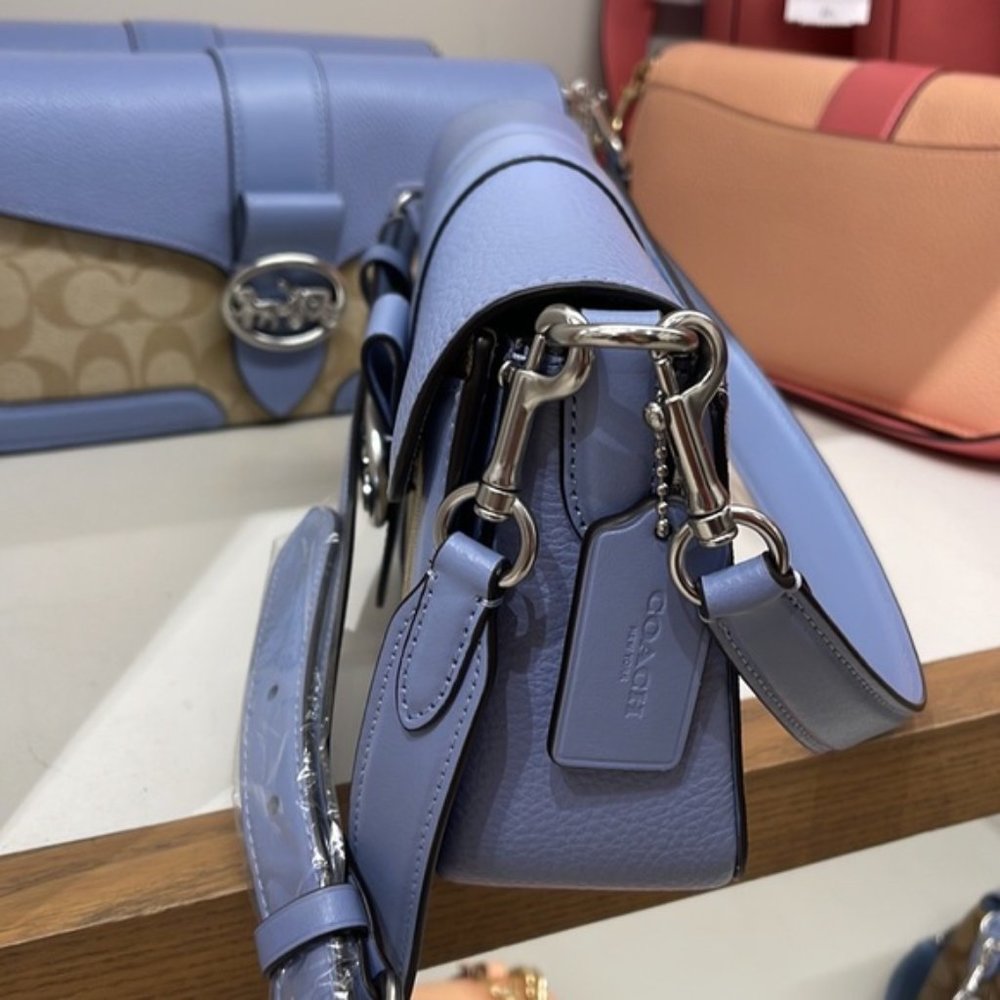Coach Georgie Shoulder Bag In Signature Canvas Light Khaki / Marble Blue - Picture 16 of 16